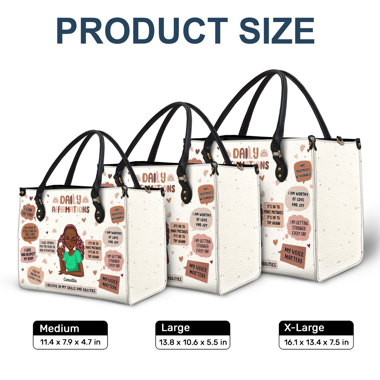 Daily Affirmations - Gift For Yourself, Girls, Women - Personalized Leather Bag - Image 5