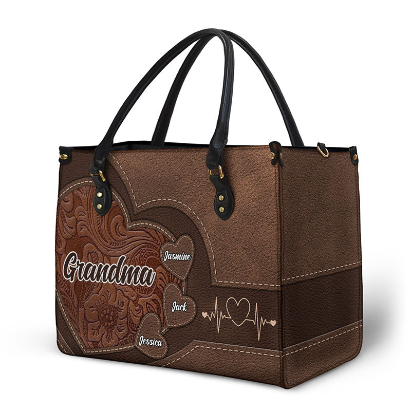 Grandma's Little Sweethearts - Birthday, Loving Gift For Grandmother, Mother, Mom - Personalized Leather Bag - Image 2
