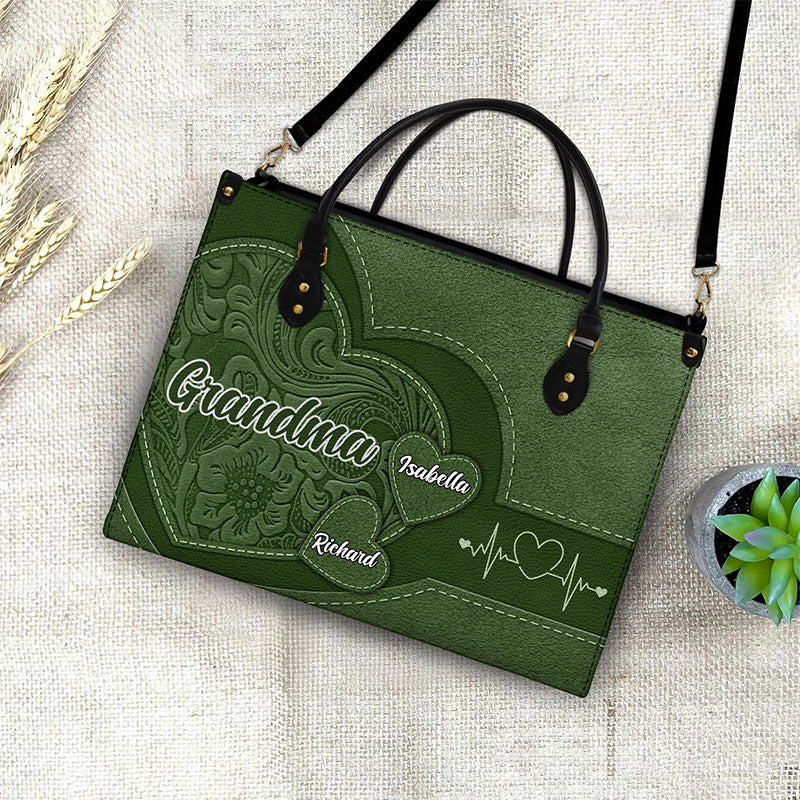 Grandma's Little Sweethearts - Birthday, Loving Gift For Grandmother, Mother, Mom - Personalized Leather Bag - Image 4