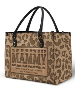 Alternative view of Mom Grandma Title Leopard Pattern - Birthday, Loving Gift For Grandmother, Mother, Mom - Personalized Leather Bag