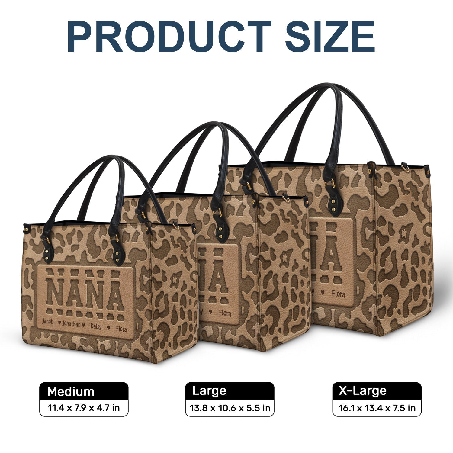 Mom Grandma Title Leopard Pattern - Birthday, Loving Gift For Grandmother, Mother, Mom - Personalized Leather Bag - Image 6