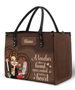 Alternative view of Teacher It Takes A Big Heart To Shape Little Minds - Personalized Leather Bag
