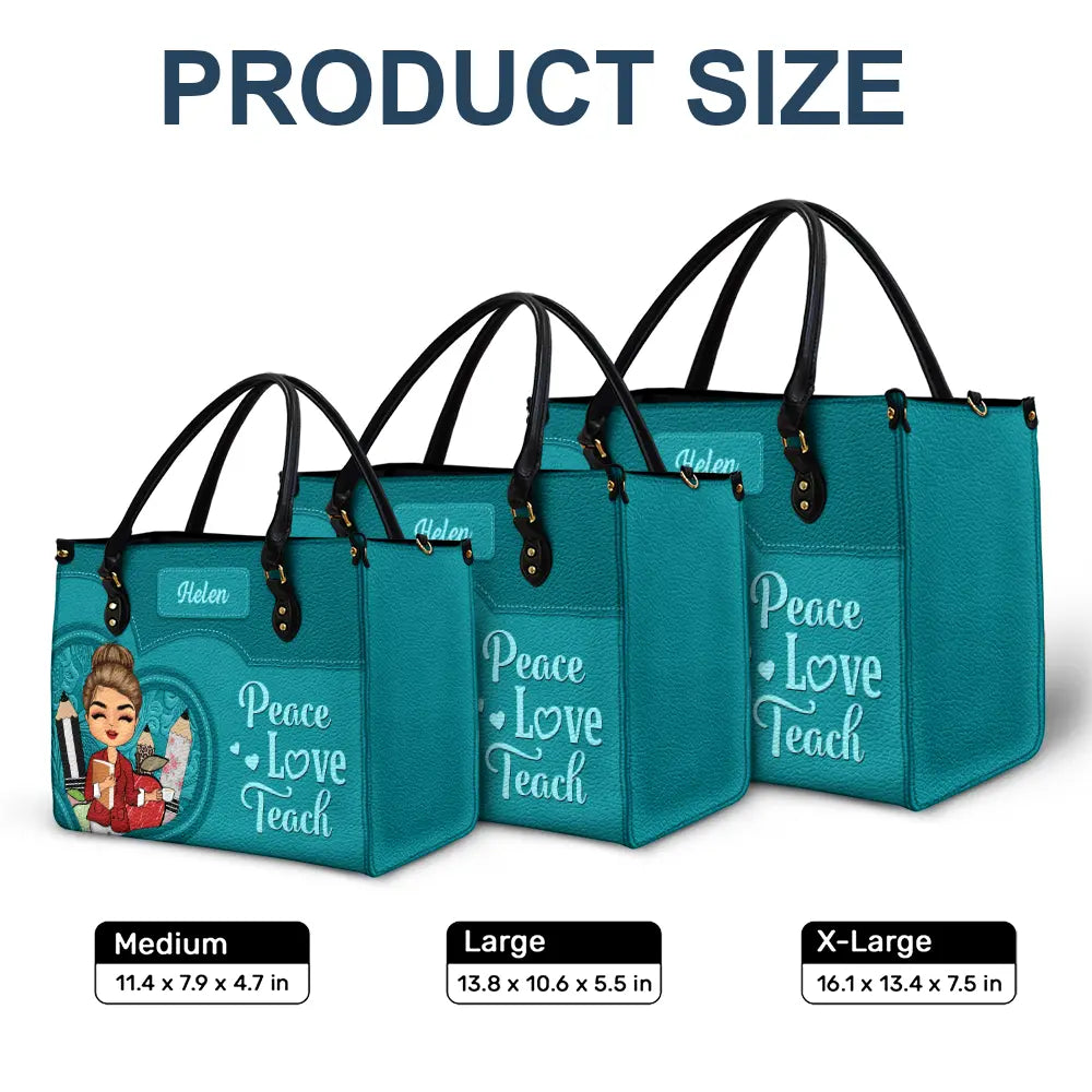 Teacher It Takes A Big Heart To Shape Little Minds - Personalized Leather Bag - Image 6