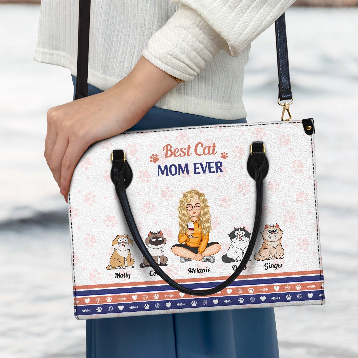 Best Fur Mom Ever - Gift For Dog Mom, Cat Mom, Pet Lovers - Personalized Leather Bag - Image 3