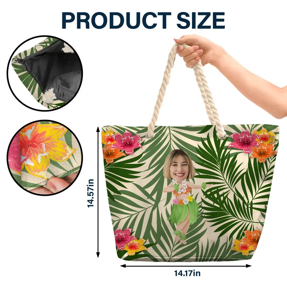 Custom Photo Hula Dancing - Personalized Beach Bag - Image 6