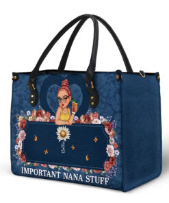 Alternative view of Important Nana Mom Stuff - Personalized Leather Bag