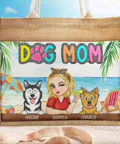 Dog Mom Cat Mom Fur Mom - Personalized Jute Tote Bag