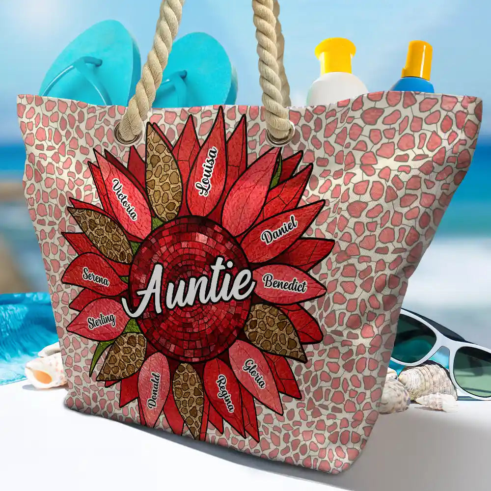 Nana Auntie Mom Family Sunflower - Personalized Beach Bag - Image 4