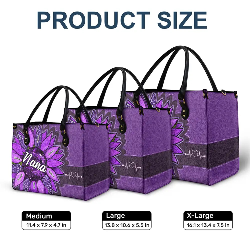 Nana Auntie Mom Family Sunflower - Personalized Leather Bag - Image 6