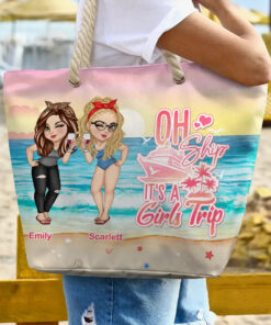 Alternative view of Oh Ship, It's A Girl's Trip - Personalized Beach Bag