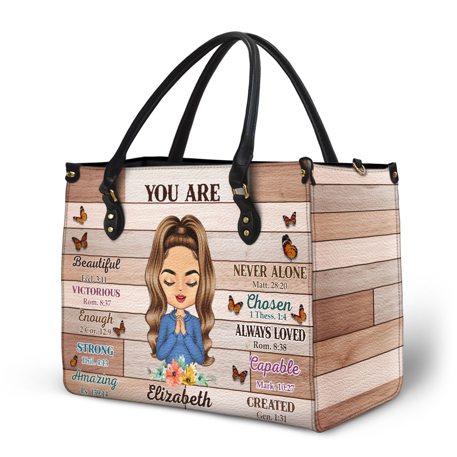 Custom Photo You Are Beautiful Strong - Gift for Yourself, Gift For Women - Personalized Leather Bag - Image 3