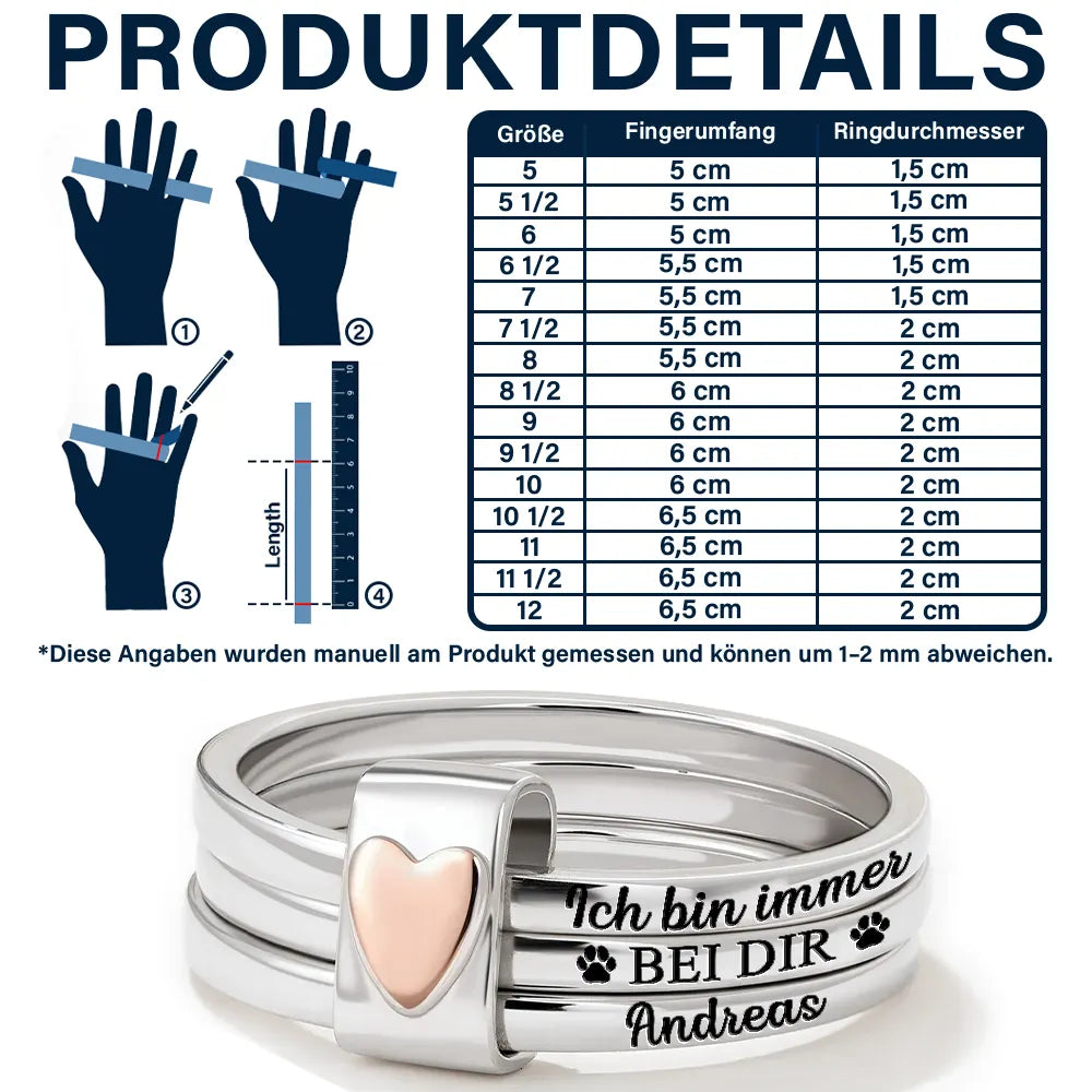 Gedenkgeschenk Ich Bin Immer Bei Dir - Personalisierte Herz-Stapelringe - Image 3