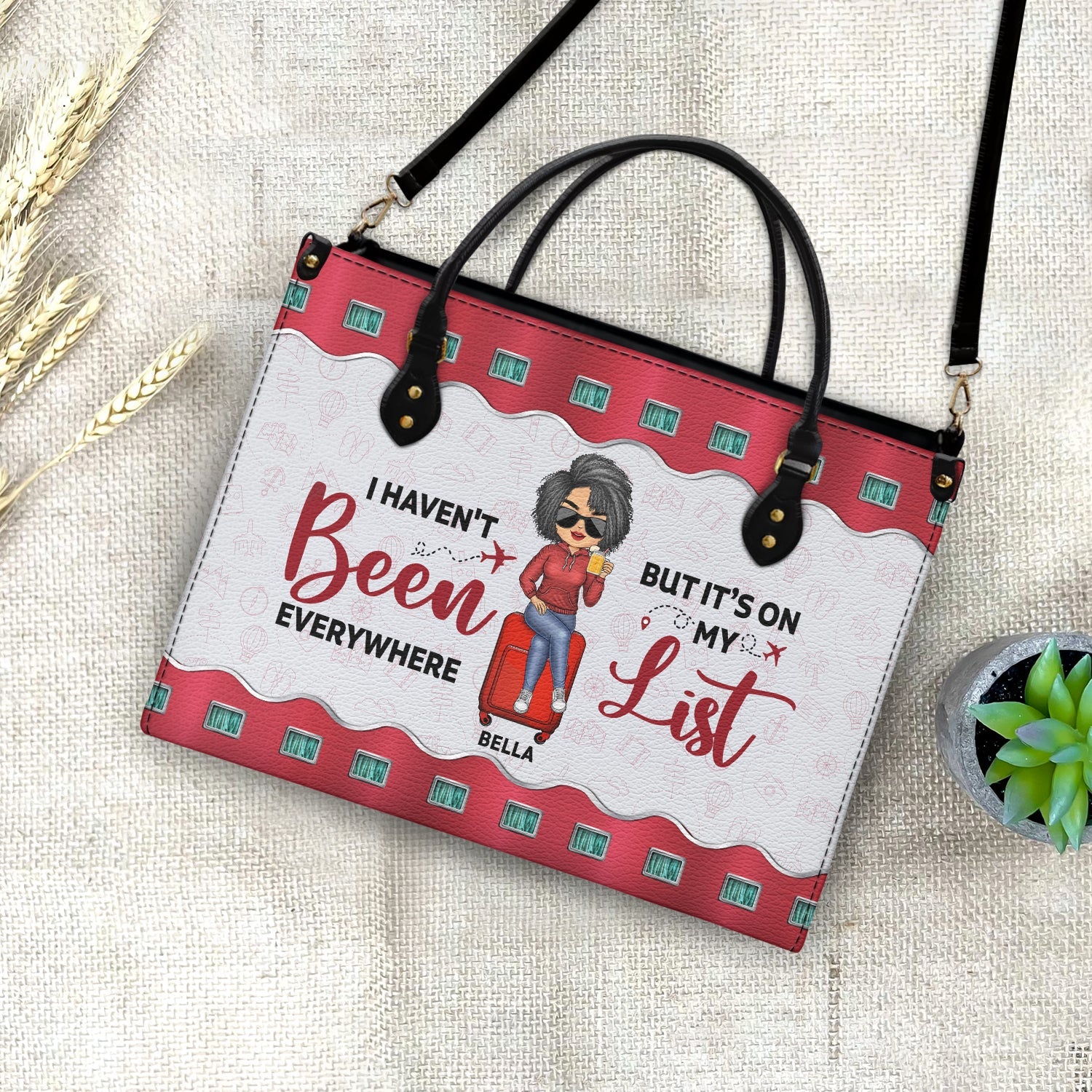I Haven't Been Every Where But It's On My List - Birthday, Traveling Gift For Yourself, Travelers - Personalized Leather Bag - Image 4