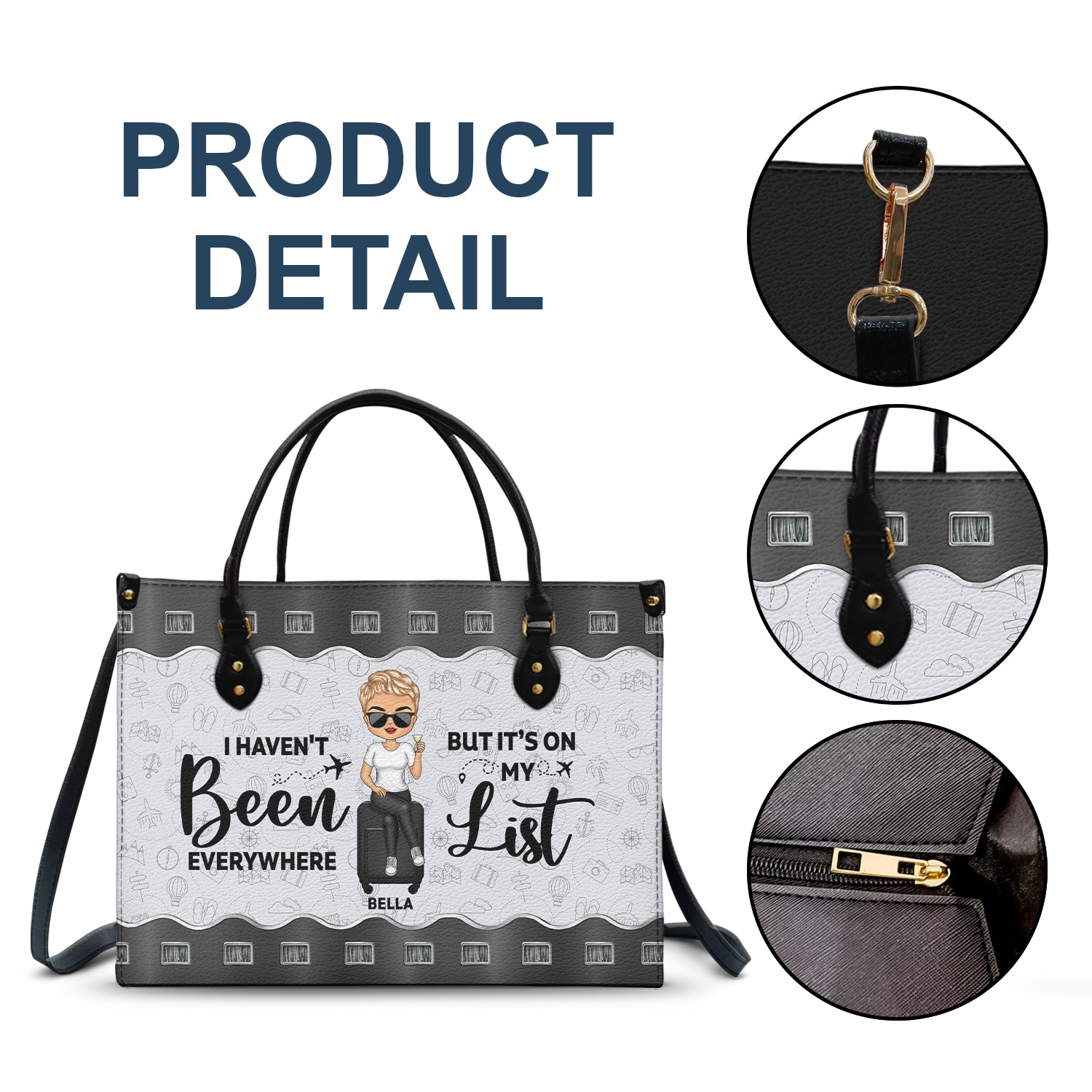 I Haven't Been Every Where But It's On My List - Birthday, Traveling Gift For Yourself, Travelers - Personalized Leather Bag - Image 7