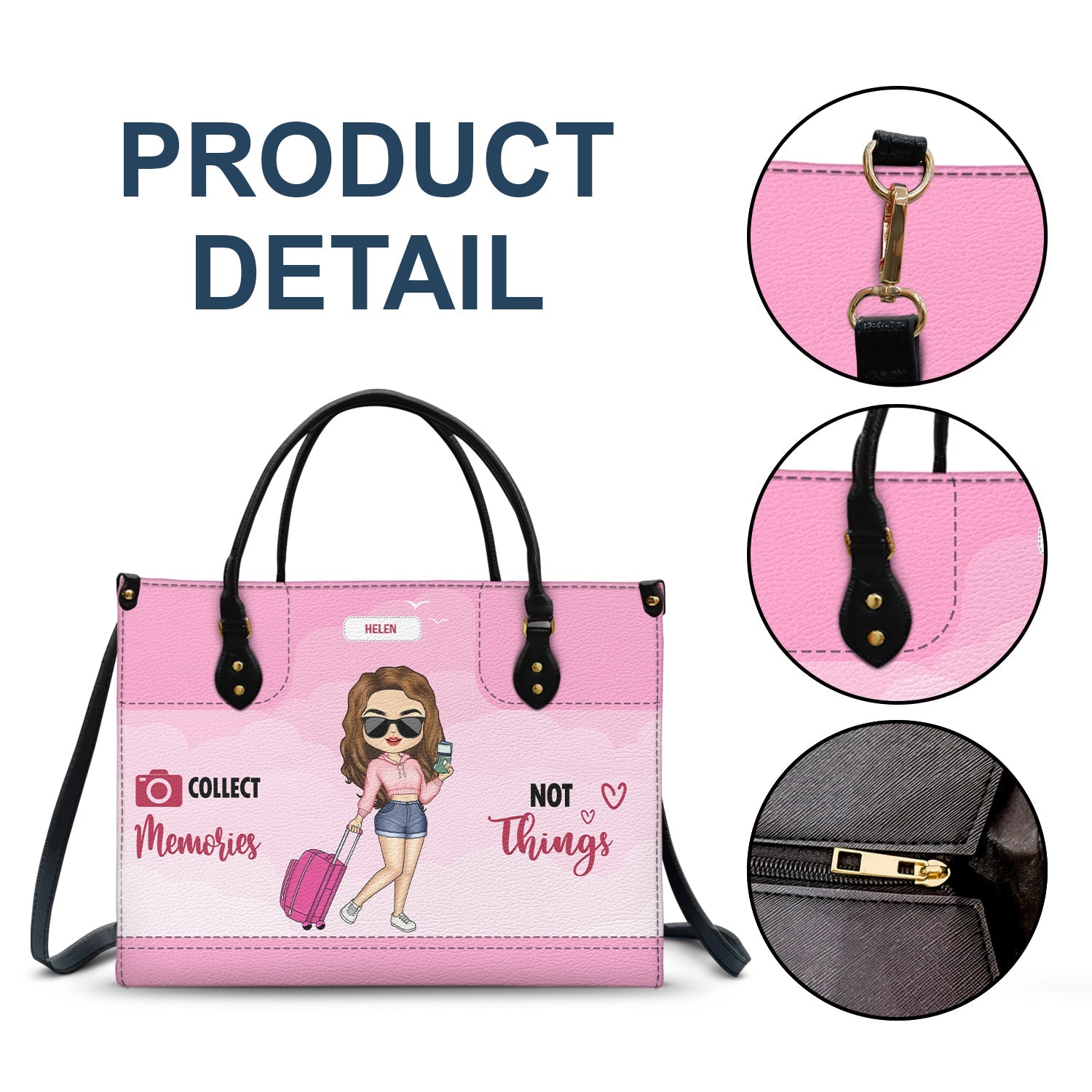 Just A Girl Who Loves Traveling - Gift For Her, Family, Vacation Lovers - Personalized Leather Bag - Image 7