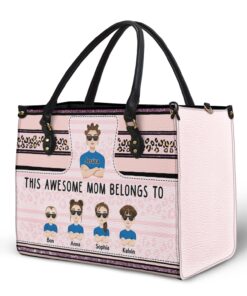 Alternative view of This Awesome Mom Belongs To - Gift For Mother - Personalized Leather Bag