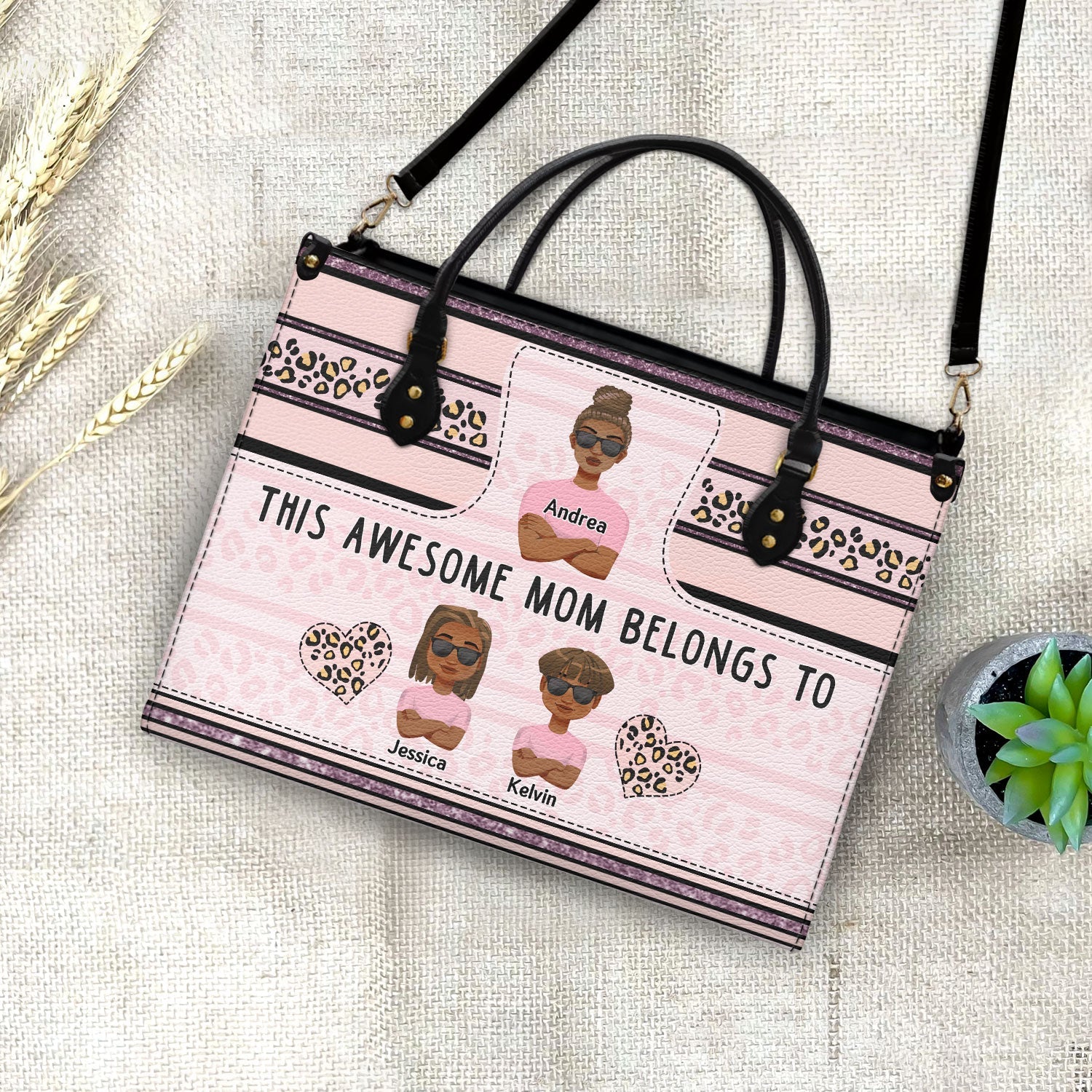 This Awesome Mom Belongs To - Gift For Mother - Personalized Leather Bag - Image 4