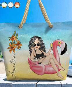 Beach Girl Birth Flowers - Personalized Beach Bag