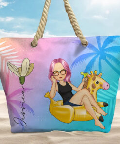 Alternative view of Beach Girl Birth Flowers - Personalized Beach Bag
