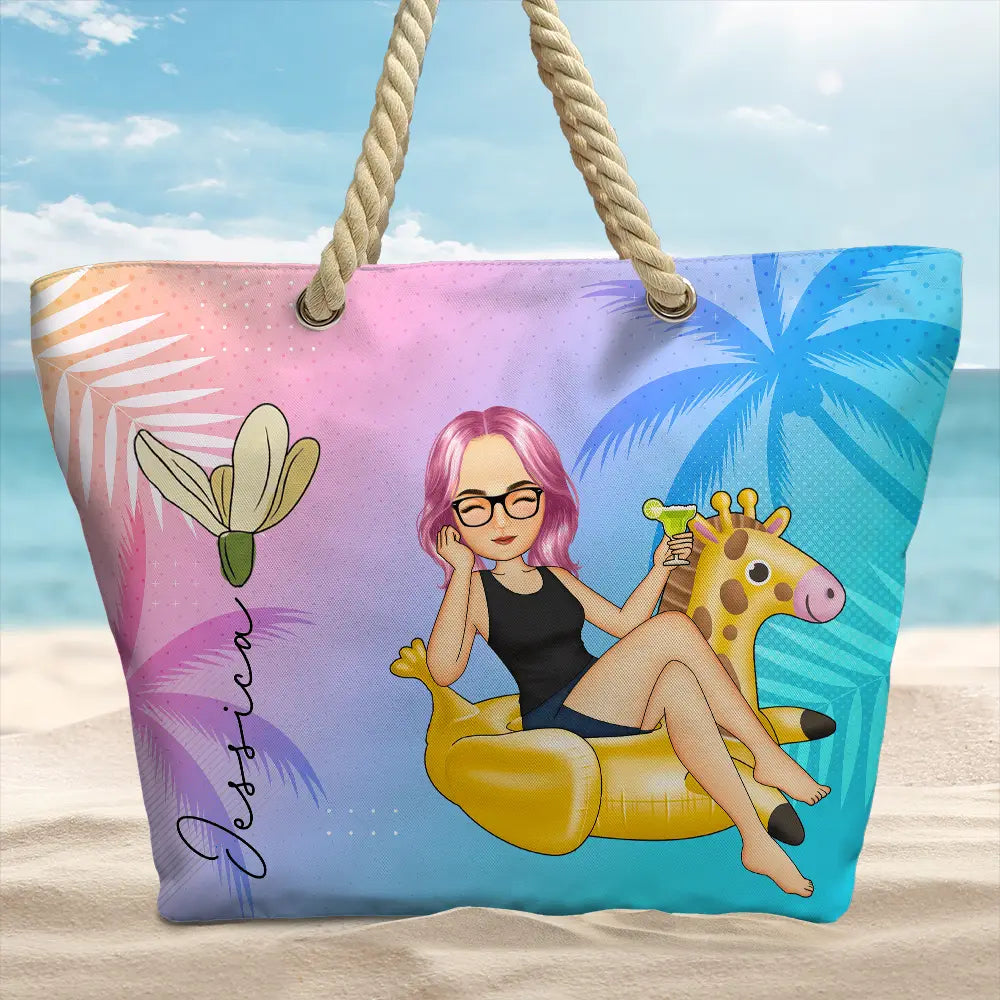 Beach Girl Birth Flowers - Personalized Beach Bag - Image 2