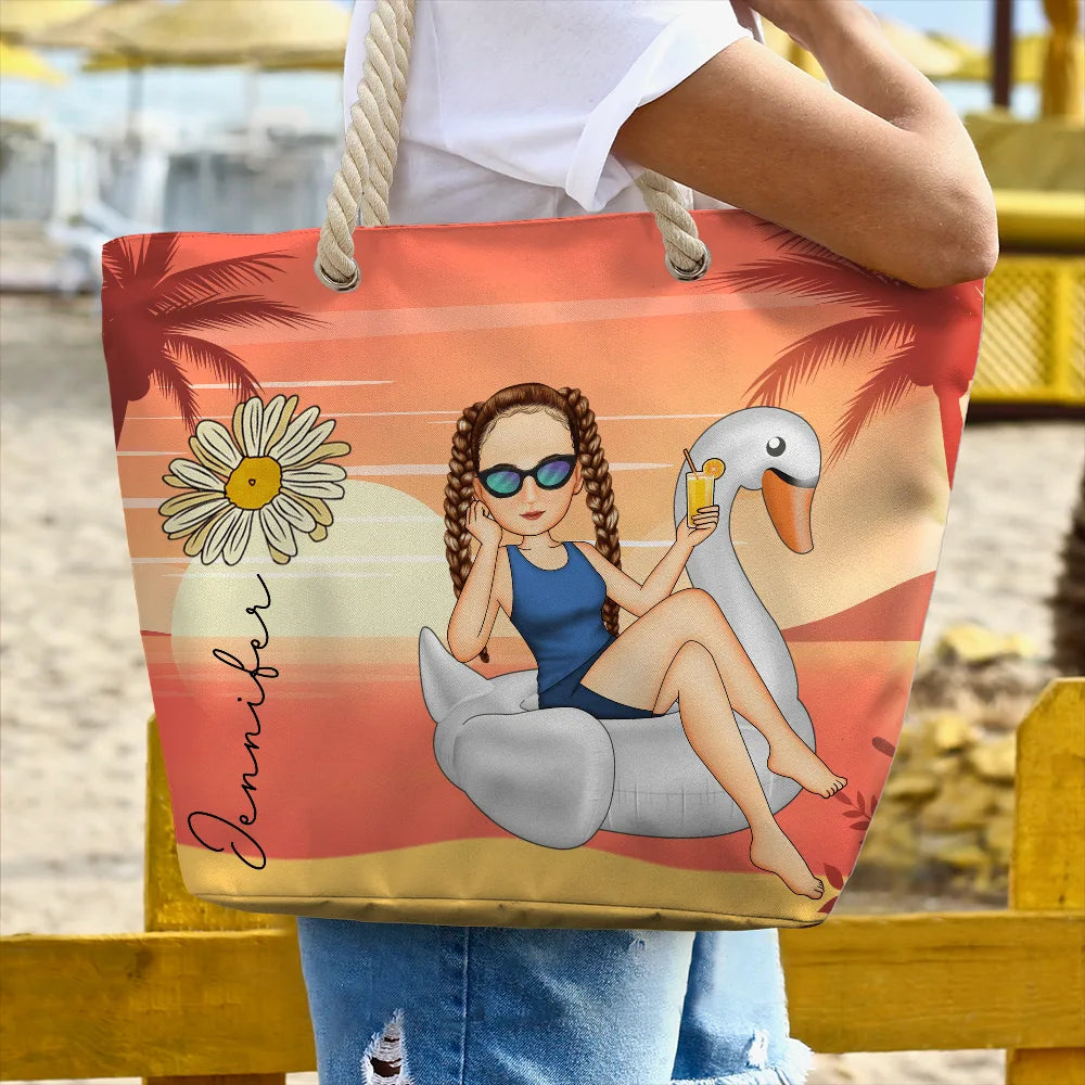 Beach Girl Birth Flowers - Personalized Beach Bag - Image 3