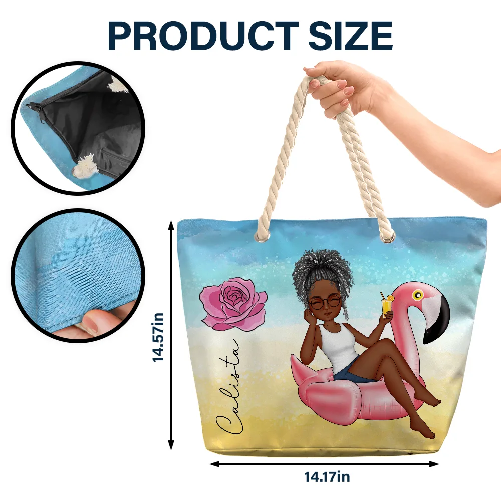 Beach Girl Birth Flowers - Personalized Beach Bag - Image 5