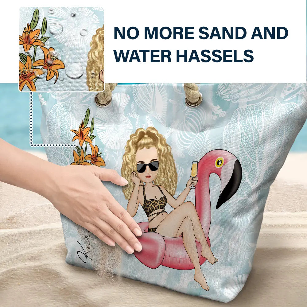 Beach Girl Birth Flowers - Personalized Beach Bag - Image 6