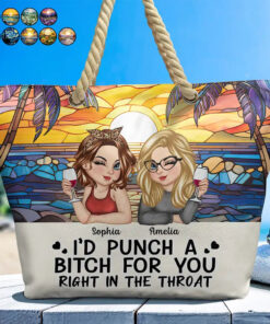 Right In The Throat Besties - Personalized Beach Bag