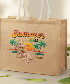 Alternative view of Summer Time Just A Girl Who Loves Beach - Personalized Jute Beach Bag