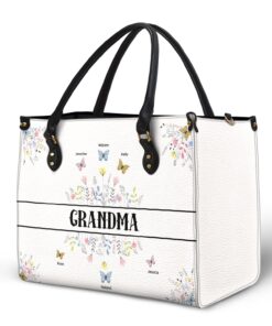 Alternative view of Butterfly Grandma - Gift For Grandma - Personalized Leather Bag
