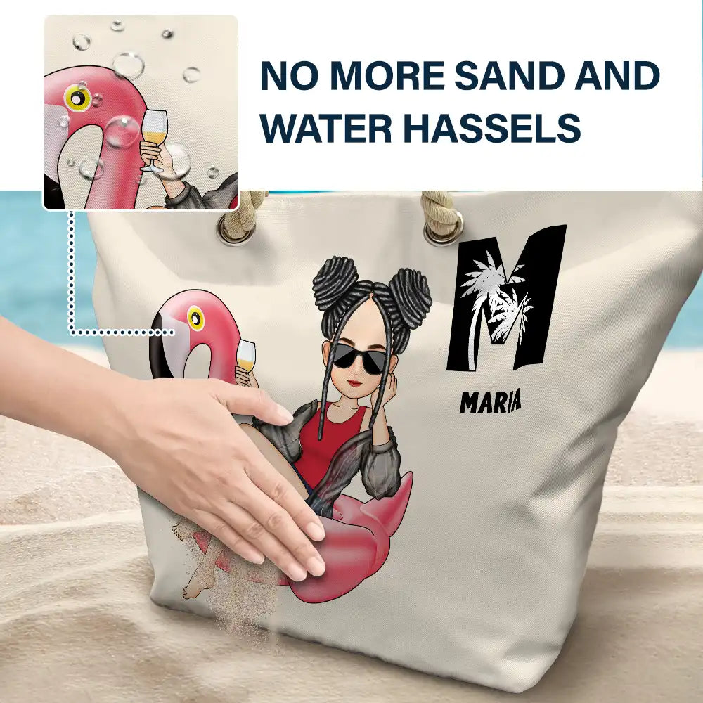Girl On Float Monogram - Personalized Beach Bag - Image 6