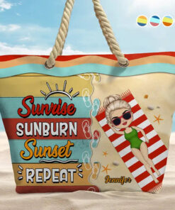 Sunrise Sunburn Sunset - Personalized Beach Bag