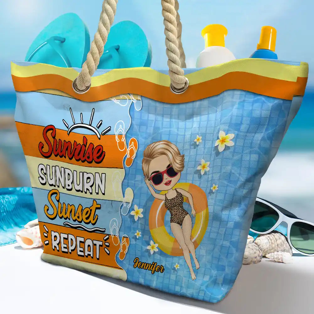 Sunrise Sunburn Sunset - Personalized Beach Bag - Image 4