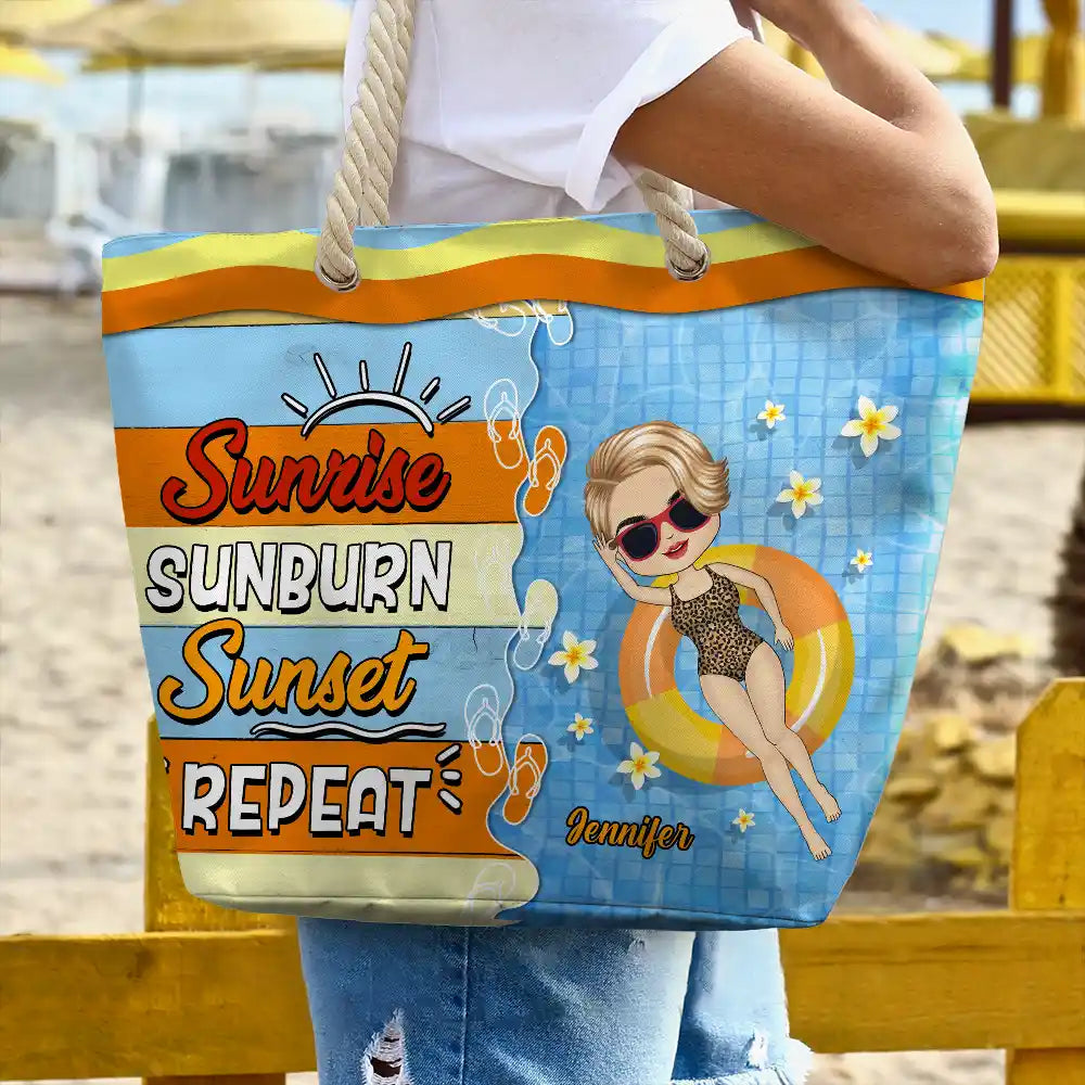 Sunrise Sunburn Sunset - Personalized Beach Bag - Image 3