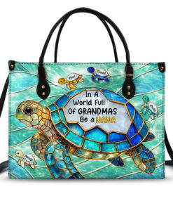 Turtle In The World Full Of Grandmas - Personalized Leather Bag