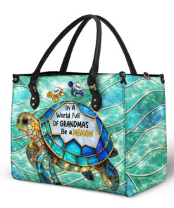 Alternative view of Turtle In The World Full Of Grandmas - Personalized Leather Bag