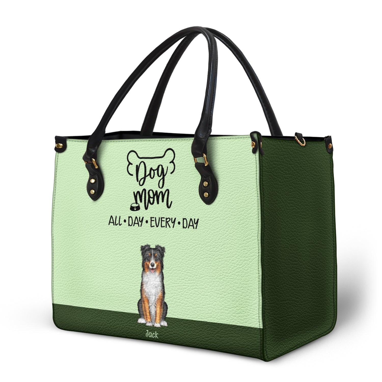All Day Every Day - Gift For Dog Mom - Personalized Leather Bag - Image 2