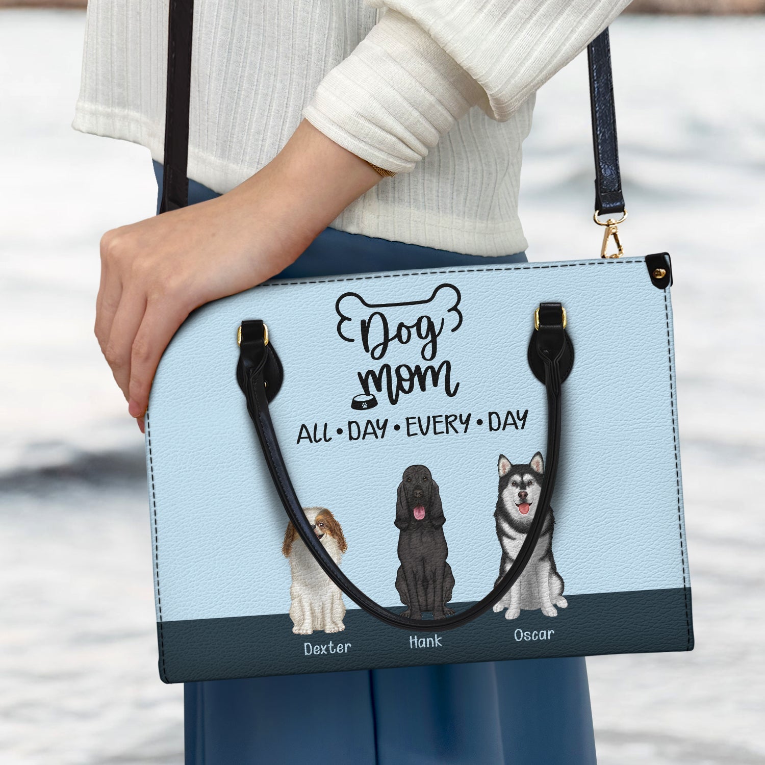 All Day Every Day - Gift For Dog Mom - Personalized Leather Bag - Image 3