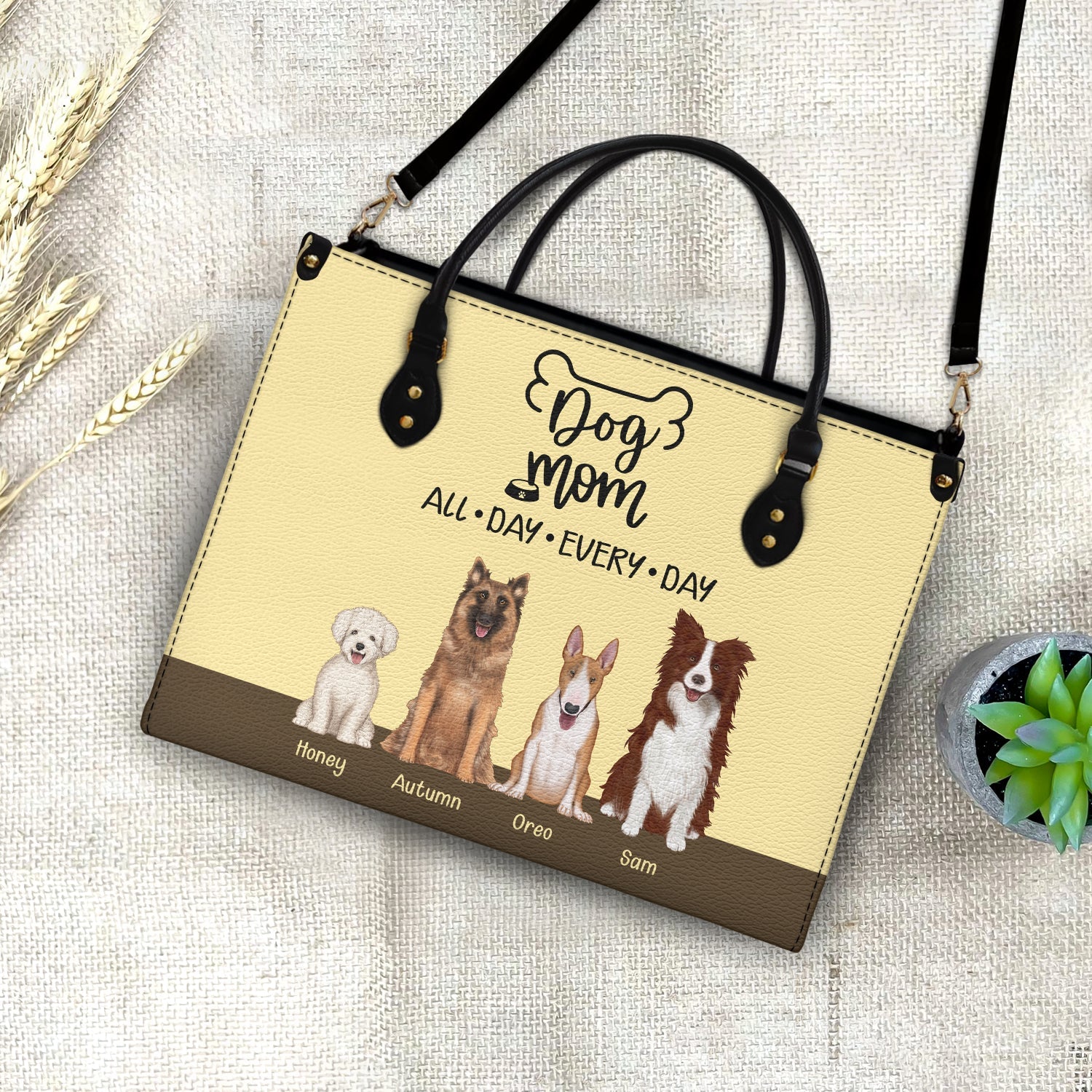 All Day Every Day - Gift For Dog Mom - Personalized Leather Bag - Image 4