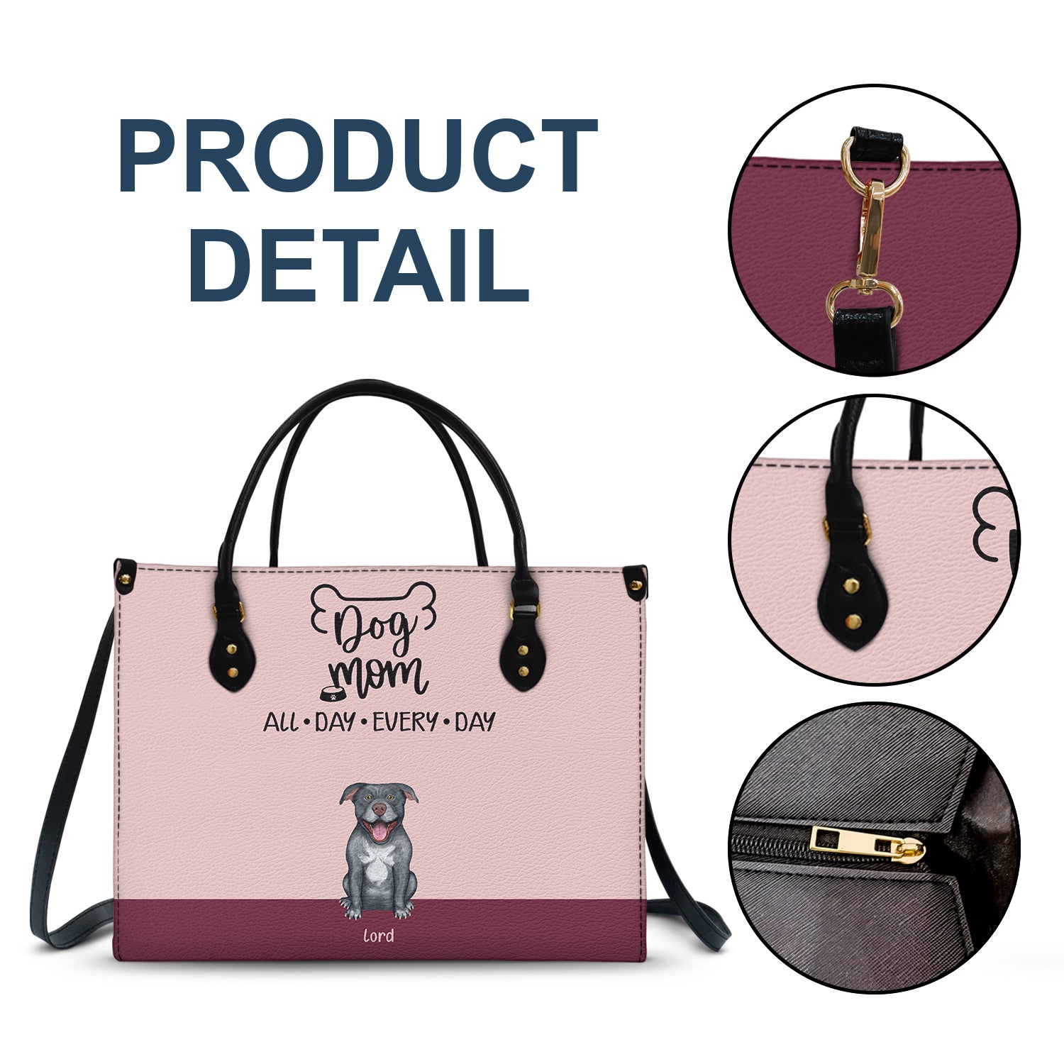 All Day Every Day - Gift For Dog Mom - Personalized Leather Bag - Image 7