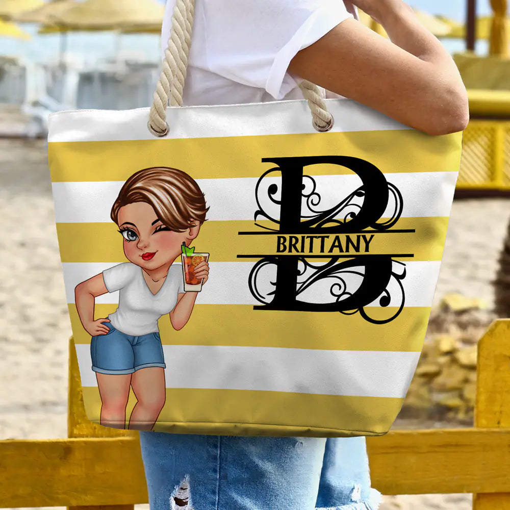 Summer Is Calling Beach Vacation Monogram - Personalized Beach Bag - Image 3
