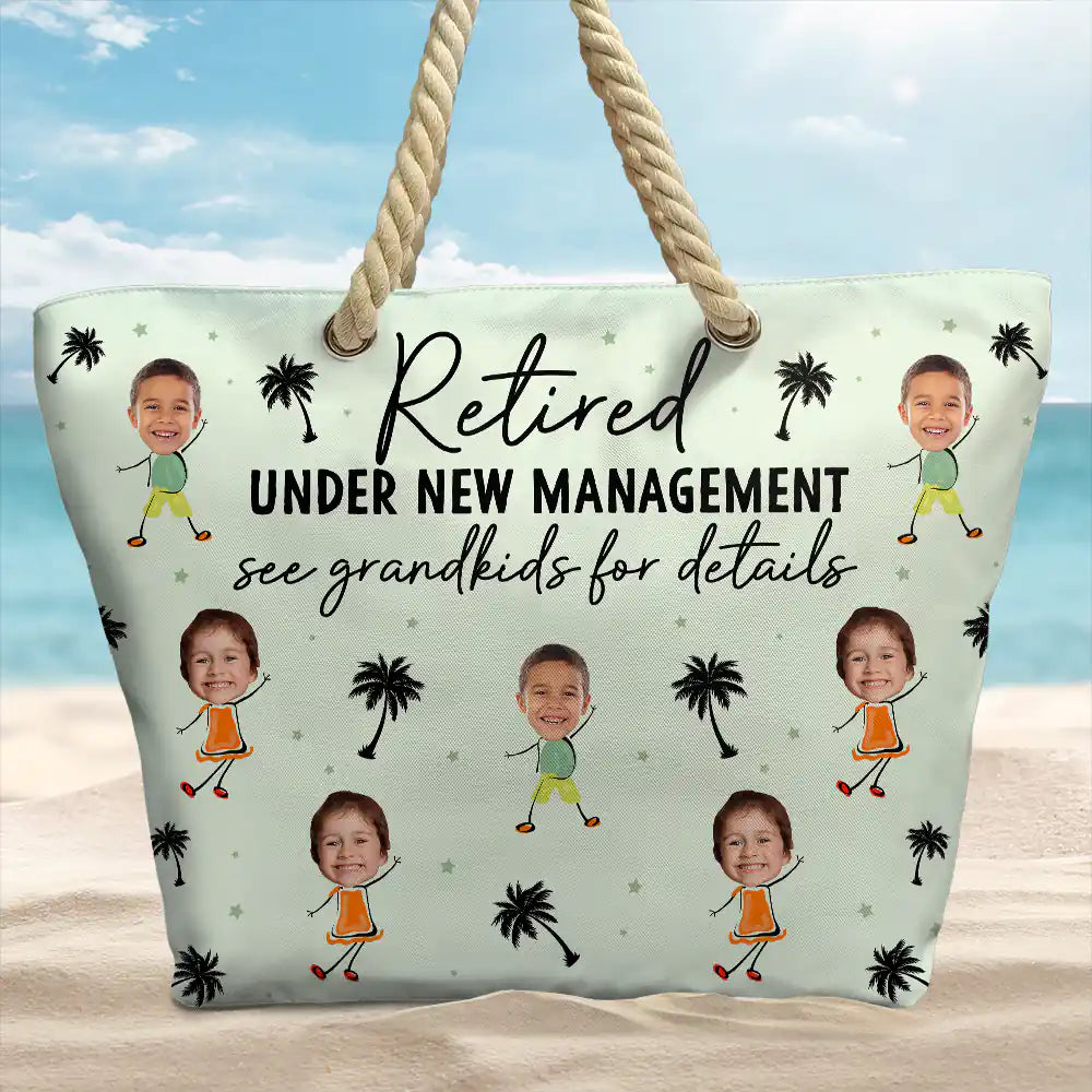 Custom Photo Retired Under New Management - Personalized Beach Bag - Image 3