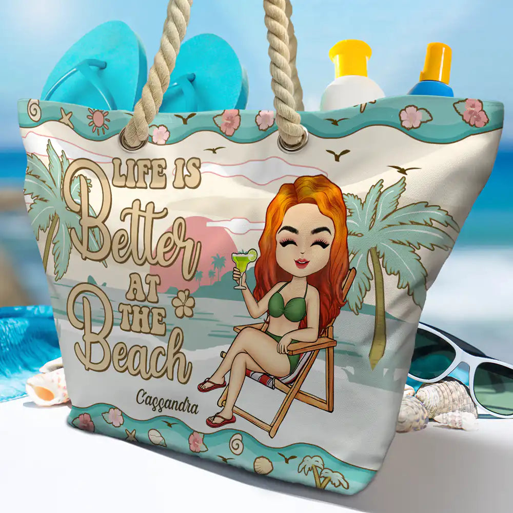 Just A Girl Who Loves Beaches - Personalized Beach Bag - Image 4