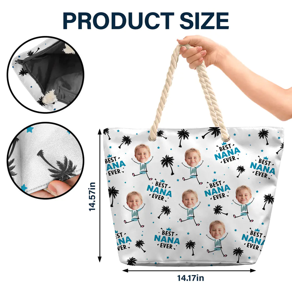 Custom Photo Best Nana Ever - Personalized Beach Bag - Image 6