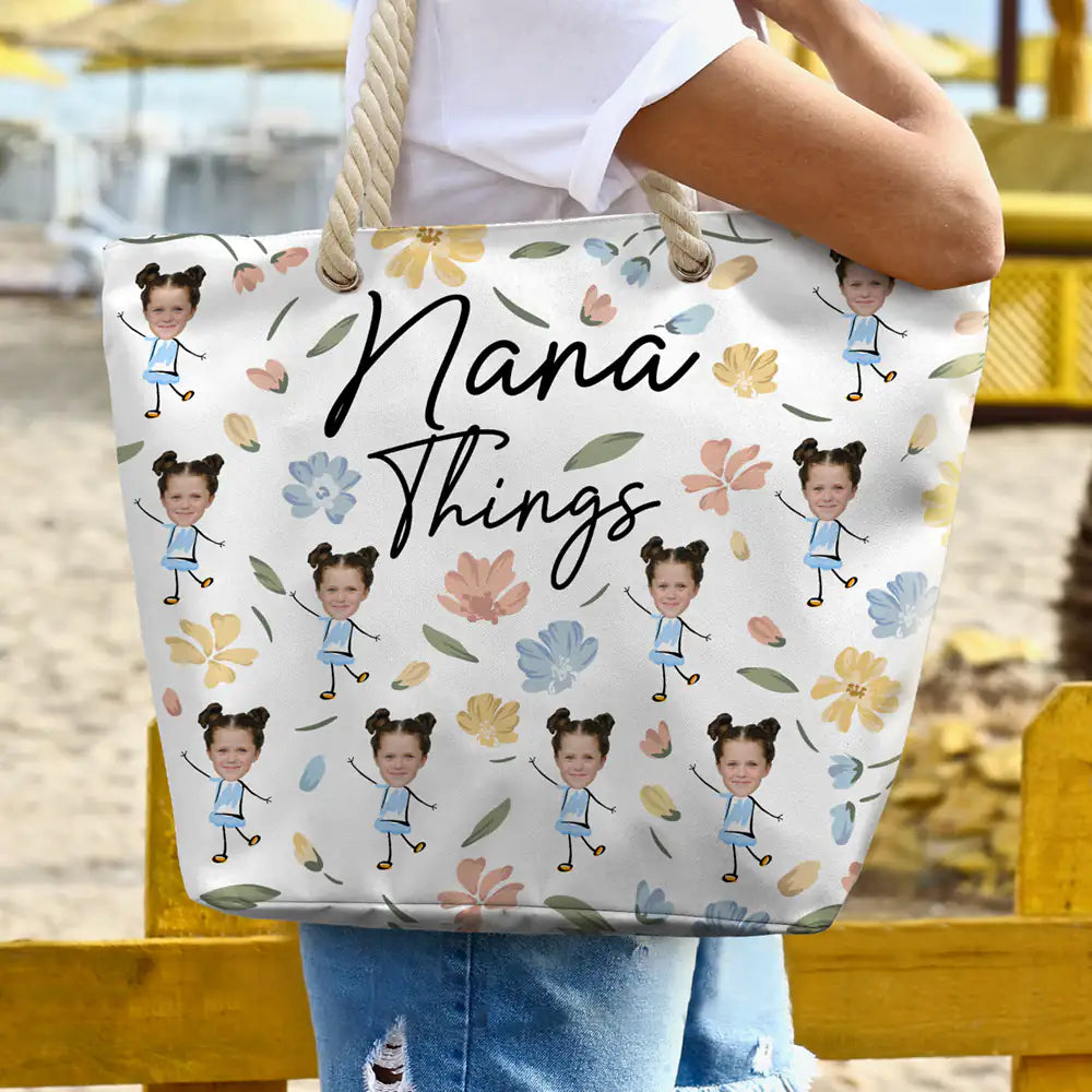 Custom Photo Grandma Things - Personalized Beach Bag - Image 4