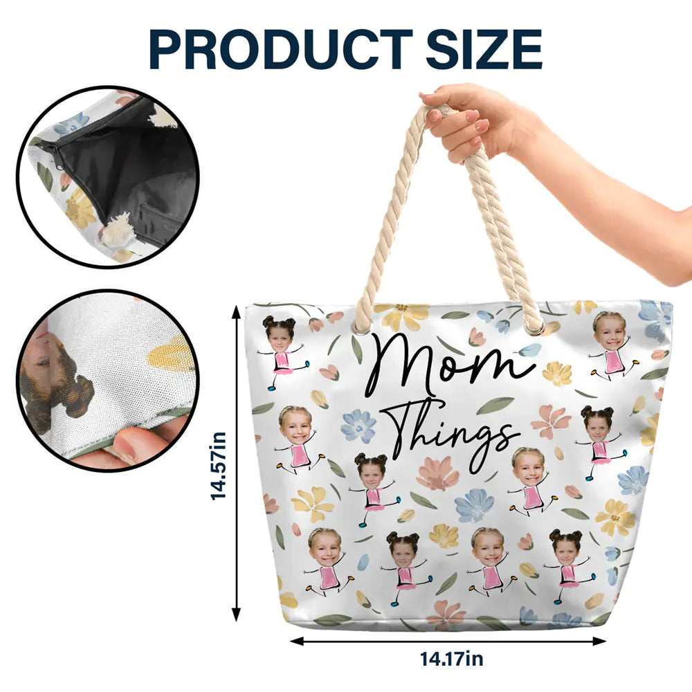 Custom Photo Grandma Things - Personalized Beach Bag - Image 6