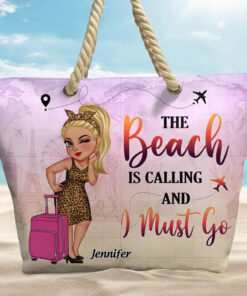 Alternative view of Just A Girl Who Loves Traveling Beach Vacation - Personalized Beach Bag