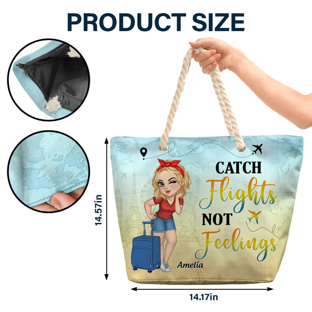 Just A Girl Who Loves Traveling Beach Vacation - Personalized Beach Bag - Image 5