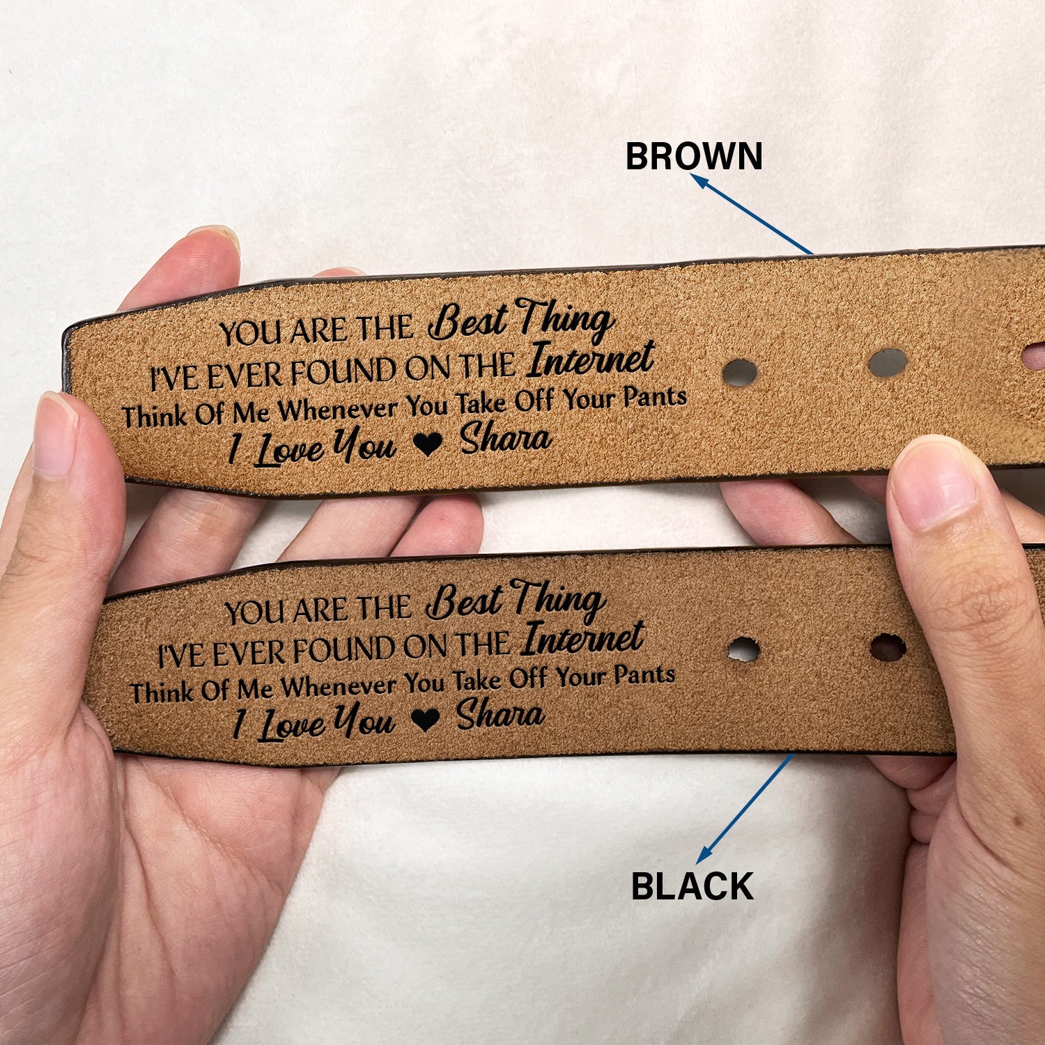 You Are The Best Thing I've Ever Found - Funny Gift For Husband, Boyfriend, Spouse, Fiance, Dad Gift - Personalized Engraved Leather Belt - Image 2
