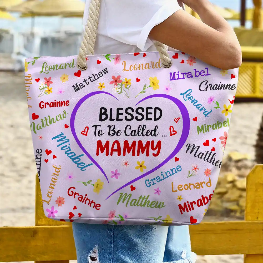 Bless To Be Called Grandma Nana Mom - Personalized Beach Bag - Image 3